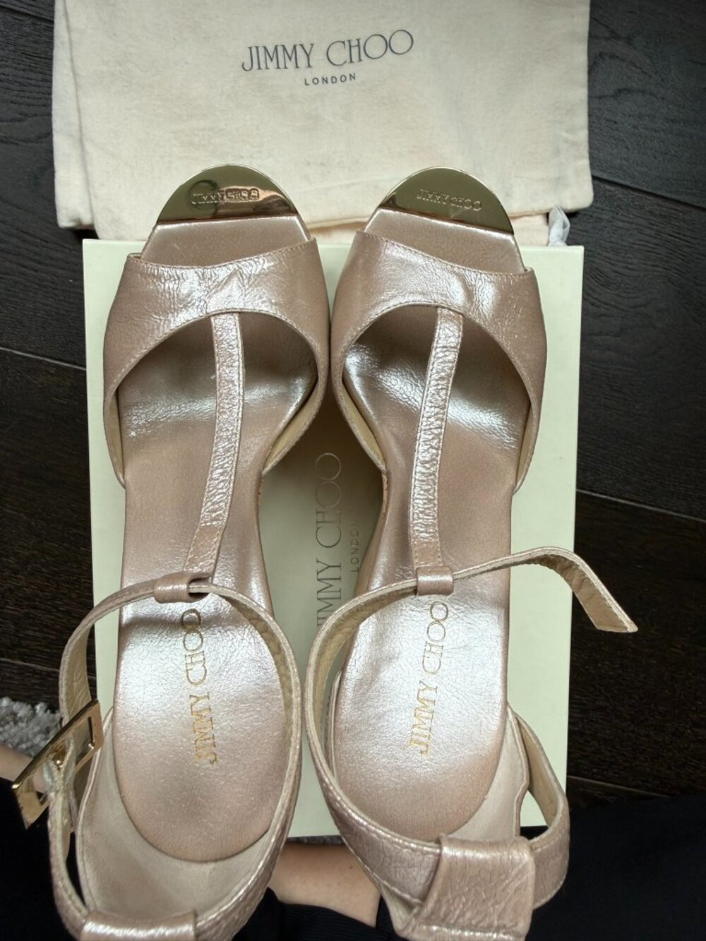 Jimmy Choo Pela wedge sandal gold/champagne color, size 39.5 - Picture 4 of 5